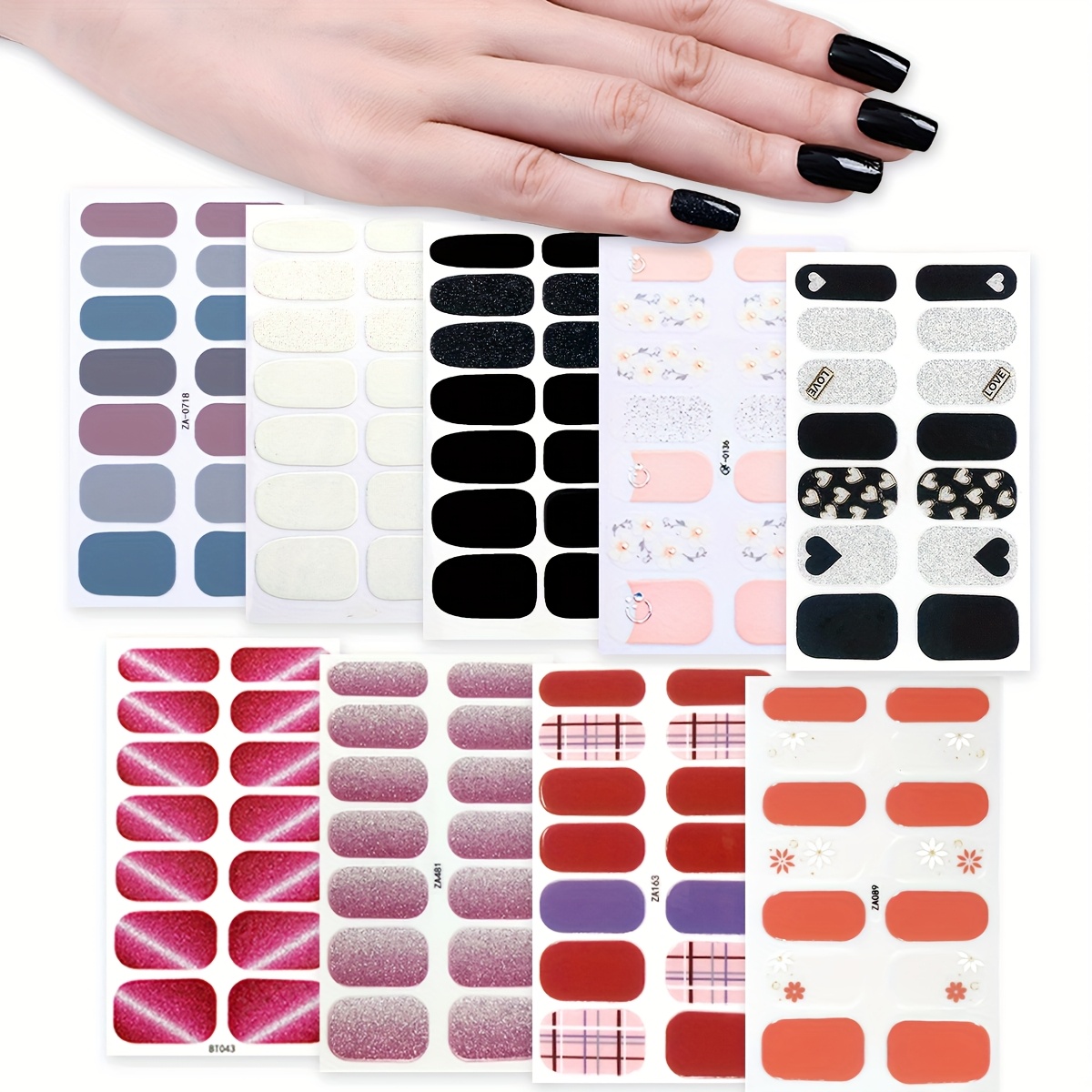 

9 Sheets Of Nail Polish Strips Featuring A Minimalist Design. Self-adhesive Full Nail Wraps Offer Salon-quality Results And Are Diy Nail Art For Women And Girls At Home.