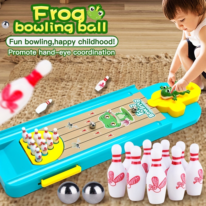 

1set Cartoon Mini Frog Bowling Set, Children's Ejection Desktop Game, Educational Interactive Launch Table Board Game