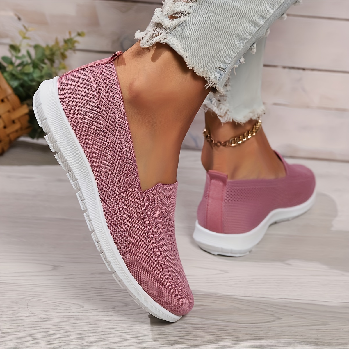 women s solid color knitted sneakers soft sole lightweight details 8