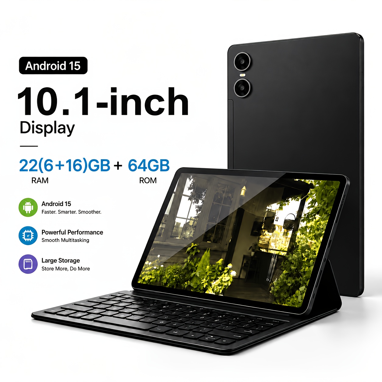 Tablet PC Android 15 de 2026, Tela IPS HD de 10.1", RAM Expansível de 6GB 6