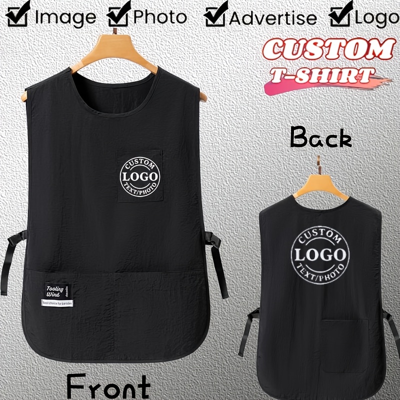 TEMU Custom Name Logo Apron Bib, Suitable For , Bakers, Food Service - Apron Kitchen, Restaurant Equipment, Bbq Kitchen, Men's Apron, Coffee Apron, Premium Fabric, Waitress Apron, Ideal For Gifting