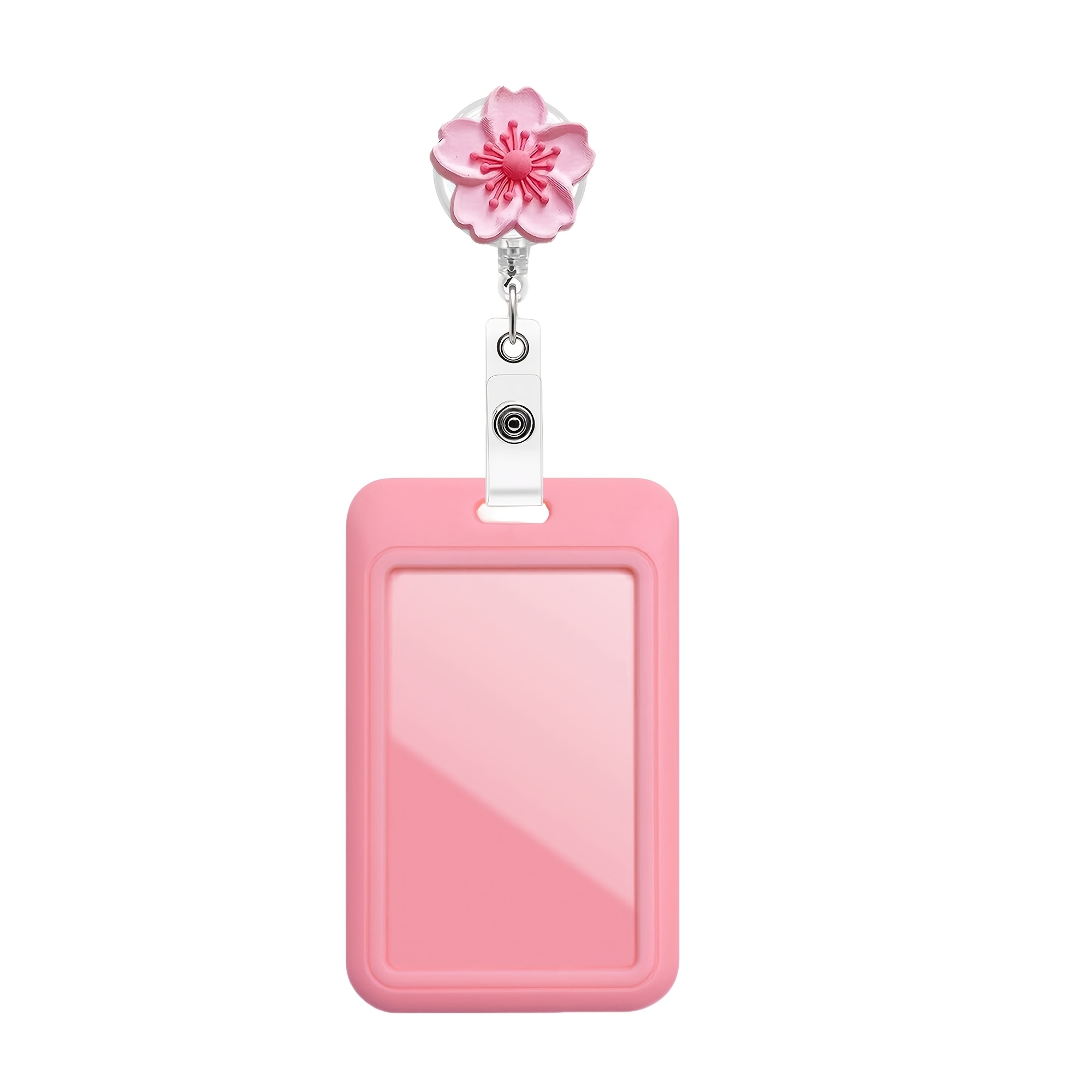 TEMU Porte-badge rétractable 2D 1 pièce avec porte-carte d'identité, motif fleur colorée, porte-badge pour enseignant pour clés et porte-clés,