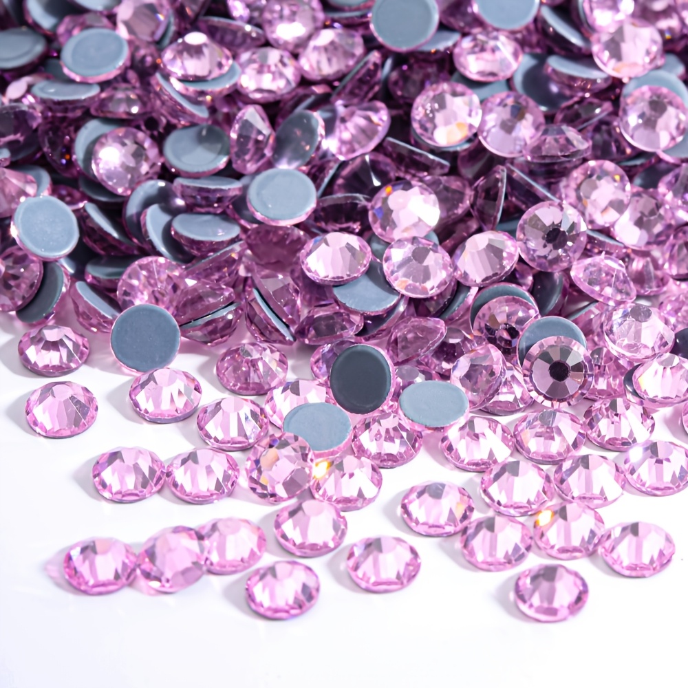 E-shop Hochwertige Hotfix-Wärmehärtende Strasssteine, Hellrosa Ss6-ss30 (2mm-6mm) Runde Glas-Strasssteine mit flacher Rückseite,
