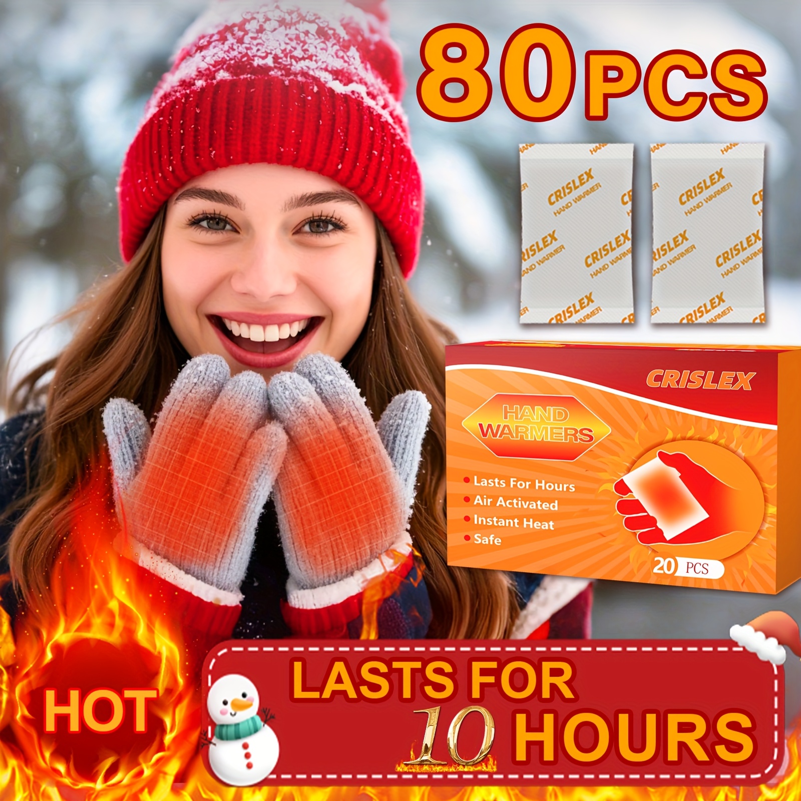 TEMU 80pcs/100pcs/240pcs Disposable Warm Hand Warmer - Lasts Up To , Safe, Natural, , Self-heating Hand Warmer, Ultra-thin, Individually Packaged, Used For Sports, Indoors, Outdoors, Work