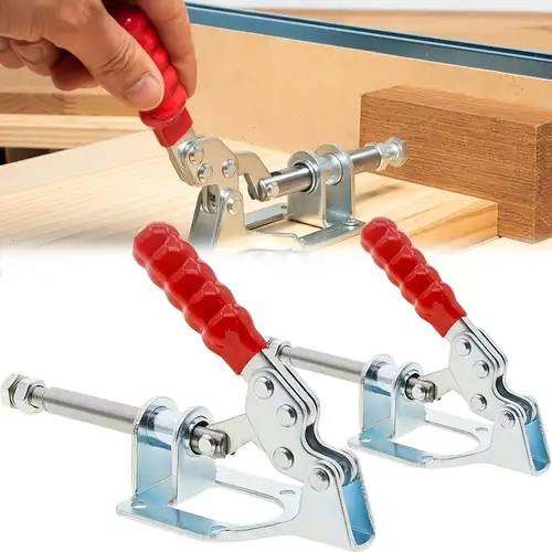 2-Pack Toggle Clamp – 60 Lbs Holding Capacity, Quick-Release Horizontal Clamp With Anti-Slip Grip (Red)