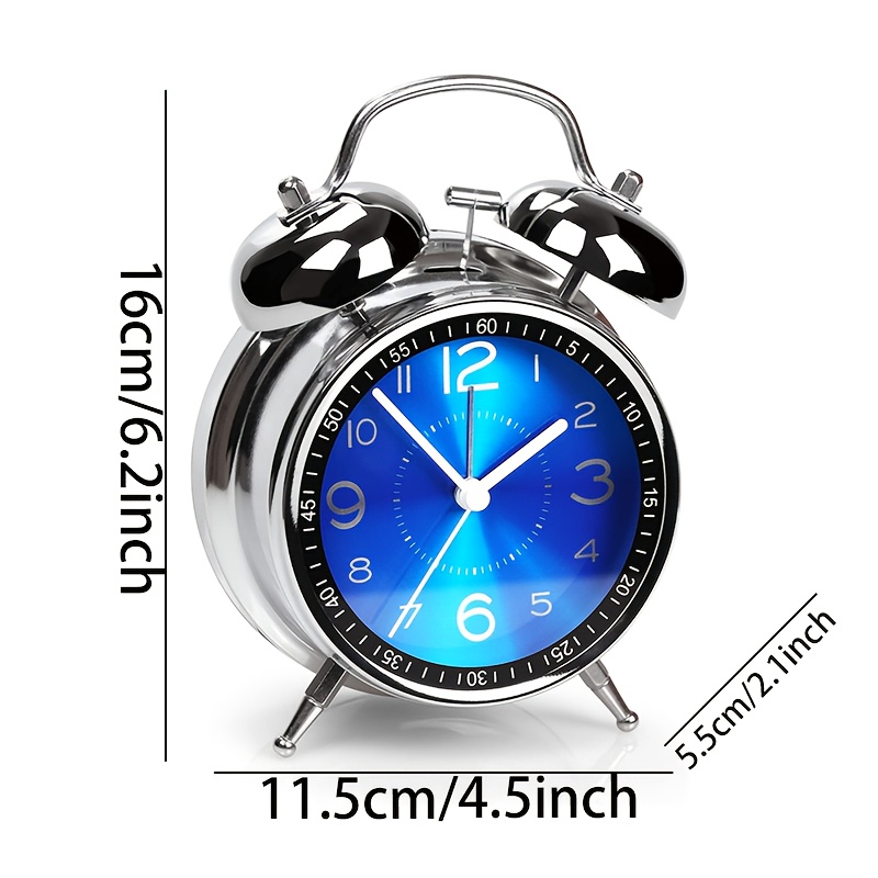 chic metal alarm clock with glass face luminous silent quartz movement anti fall design for bedroom office decor battery operated aa no battery included details 0