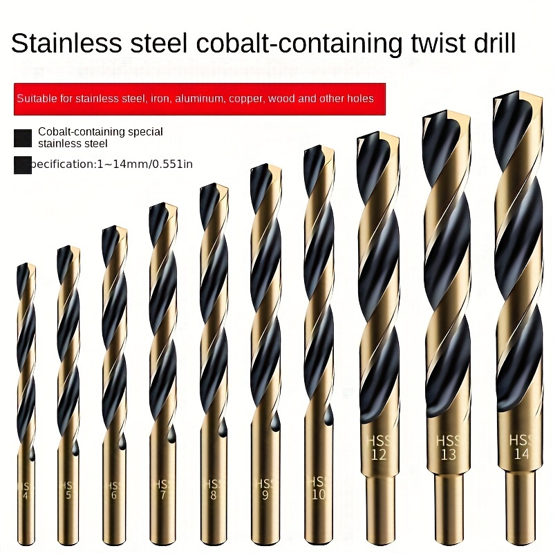 

1-10mm Twist Drill Bit With Cobalt Twist Drill High Hardness Stainless Steel Special Angle Iron Aluminum Alloy Expansion Hole Drill