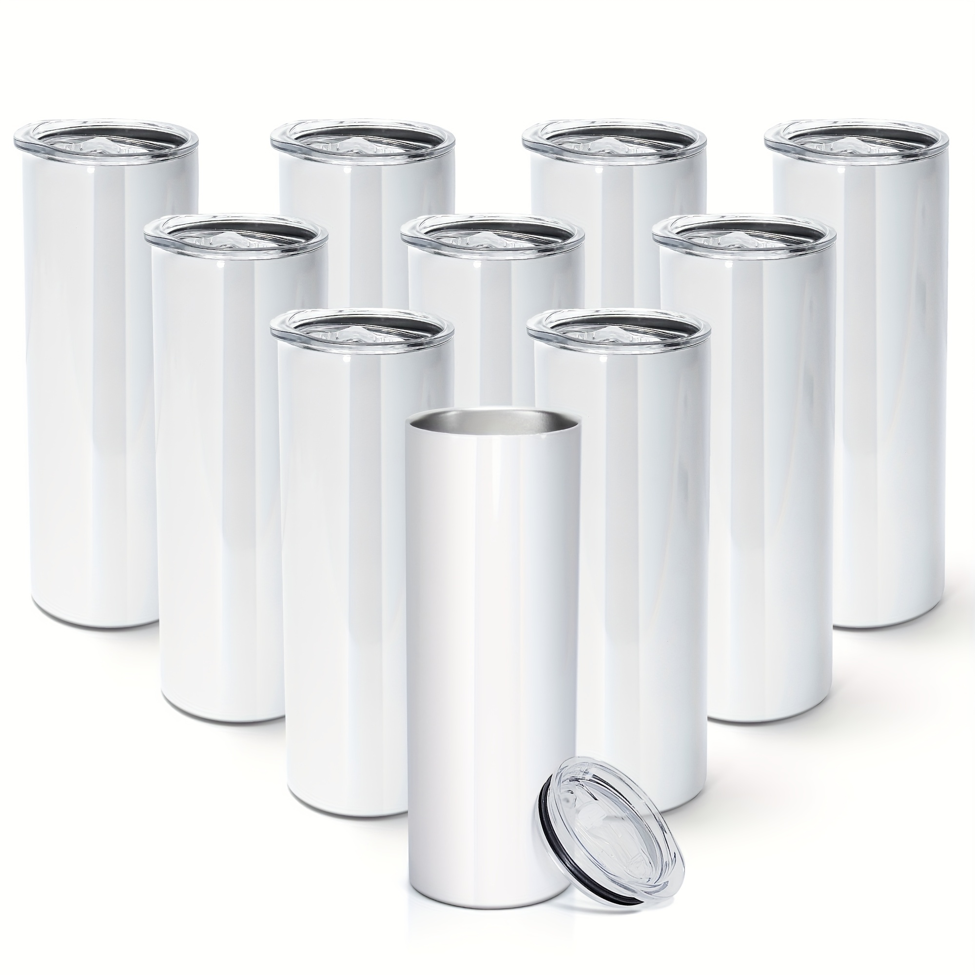 AGH 10 Pack Sublimation Tumblers Blank 20oz Straight Skinny Tumbler with  Straw, Stainless Steel Double Wall Insulated Tumbler for Tumbler Press  Machine