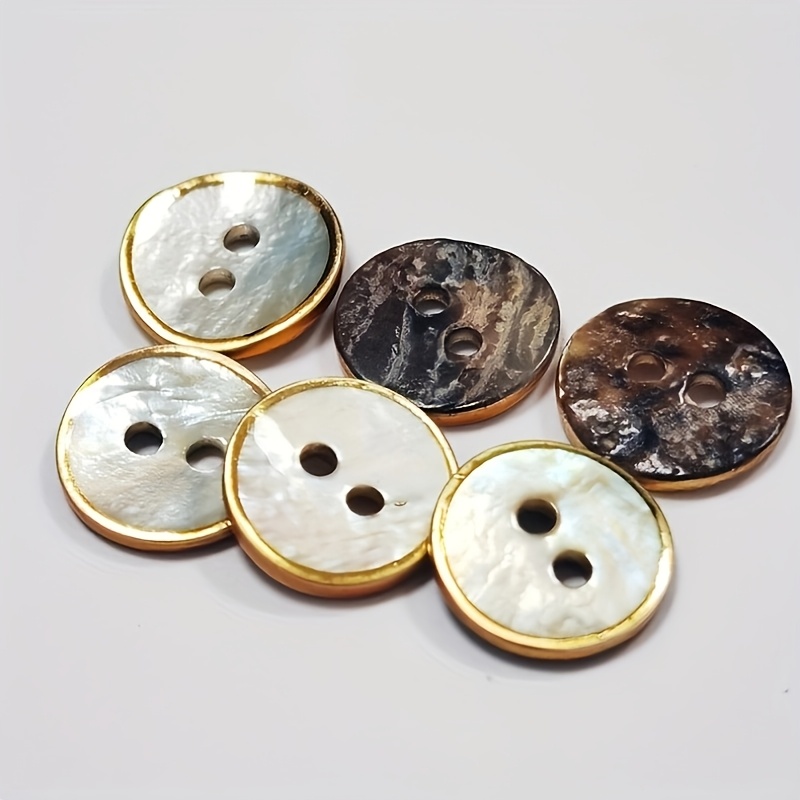 12pcs Round Double Hole Shell Buttons with Unique Texture