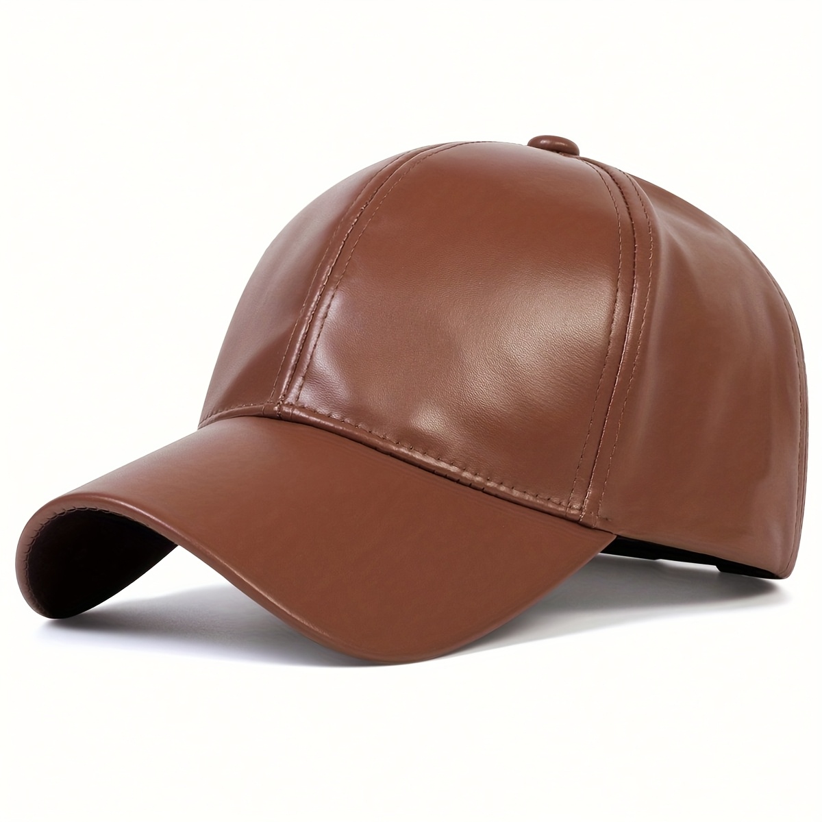 mens pu leather baseball cap glossy non slip sport hat Temu