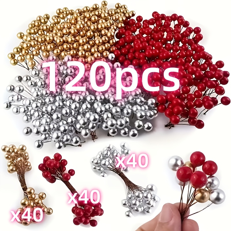 TEMU 120 pezzi/Set , Colorate artificiali rosse miste - Adatte per ghirlande festive e decorazioni per la casa, abbellimento per Natale, Halloween, ,