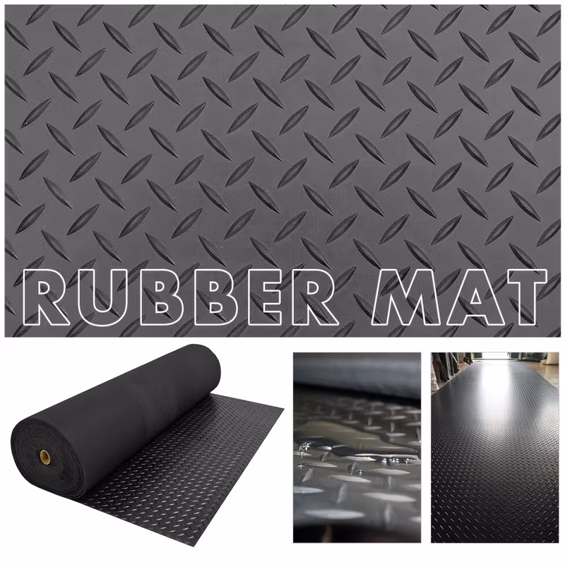 1pc rubber floor mat garage and mat willow black 100cm 300cm 39 37in 118 11in suitable for garages shops rooms mechanical shock absorption etc which are from heat and details 4