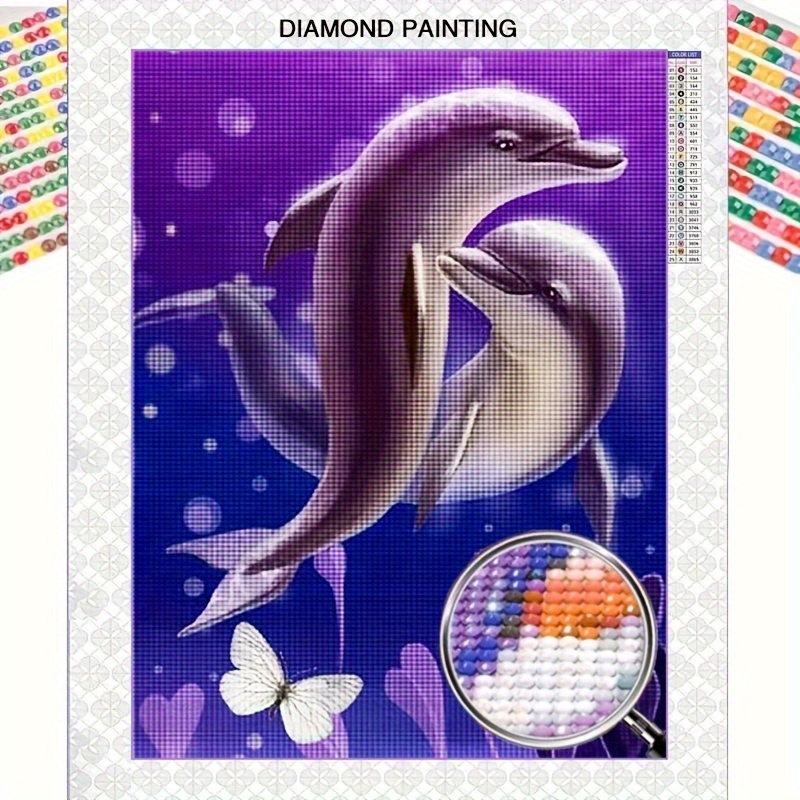Diy 5d Diamond Painting Full Diamonds Setting Sun Whales - Temu