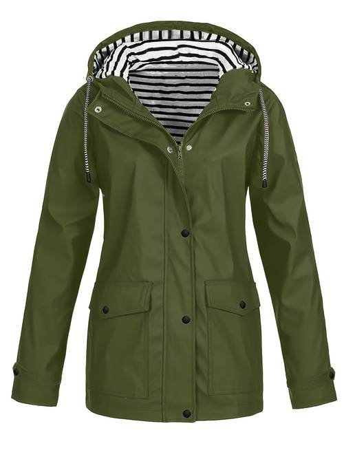 hooded long sleeve solid color casual lined jacket with pocket