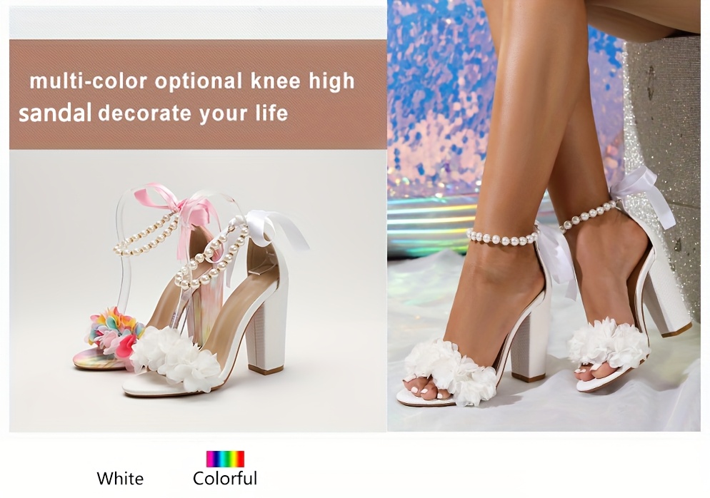 womens open toe colorful floral print high heel chunky Temu Georgia