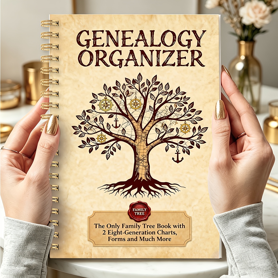 TEMU Organisateur personnel Livre de généalogie - 13.97X21.08 Cm (Format A5) 45 pages, avec arbre généalogique et papier à écrire lisse - portable,