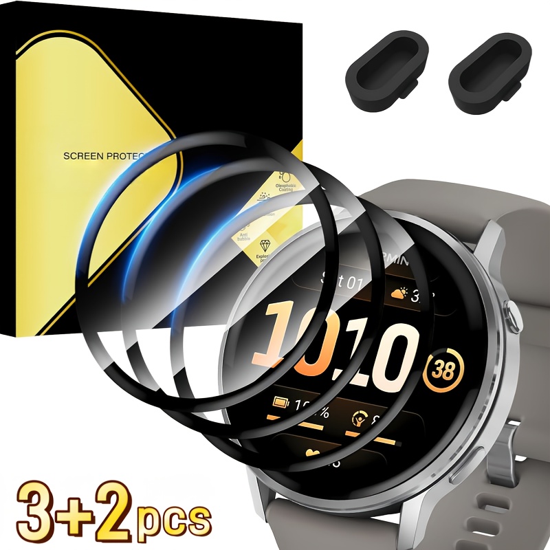 TEMU (3 2pcs) Suitable For Garmin 4 41mm/45mm Screen Protector   Dust Plugs, [scratch-resistant] 3d Full-screen Coverage Soft Film, Anti-scratch