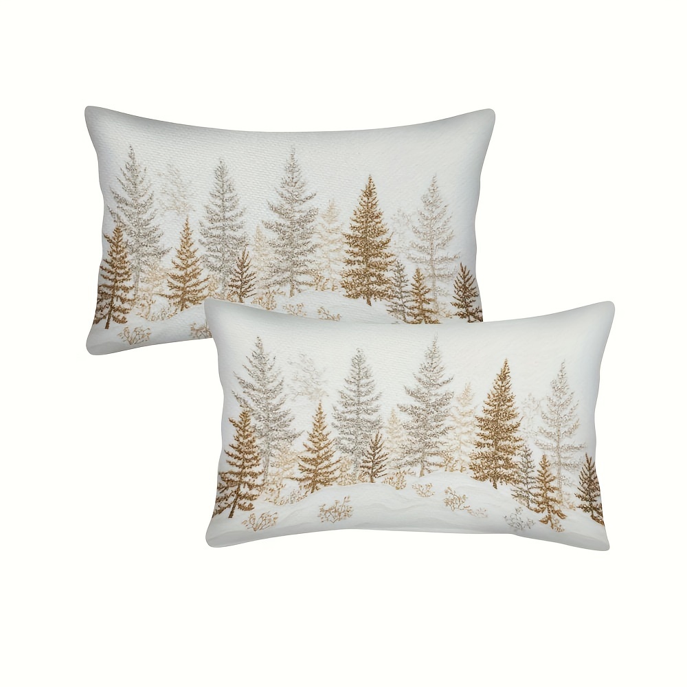 

2-pack Polyester Cushion Covers - Double Sided, Fall And Winter Theme Decorative Pillowcases For , Suitable For 14 And Up, Insert Not Included