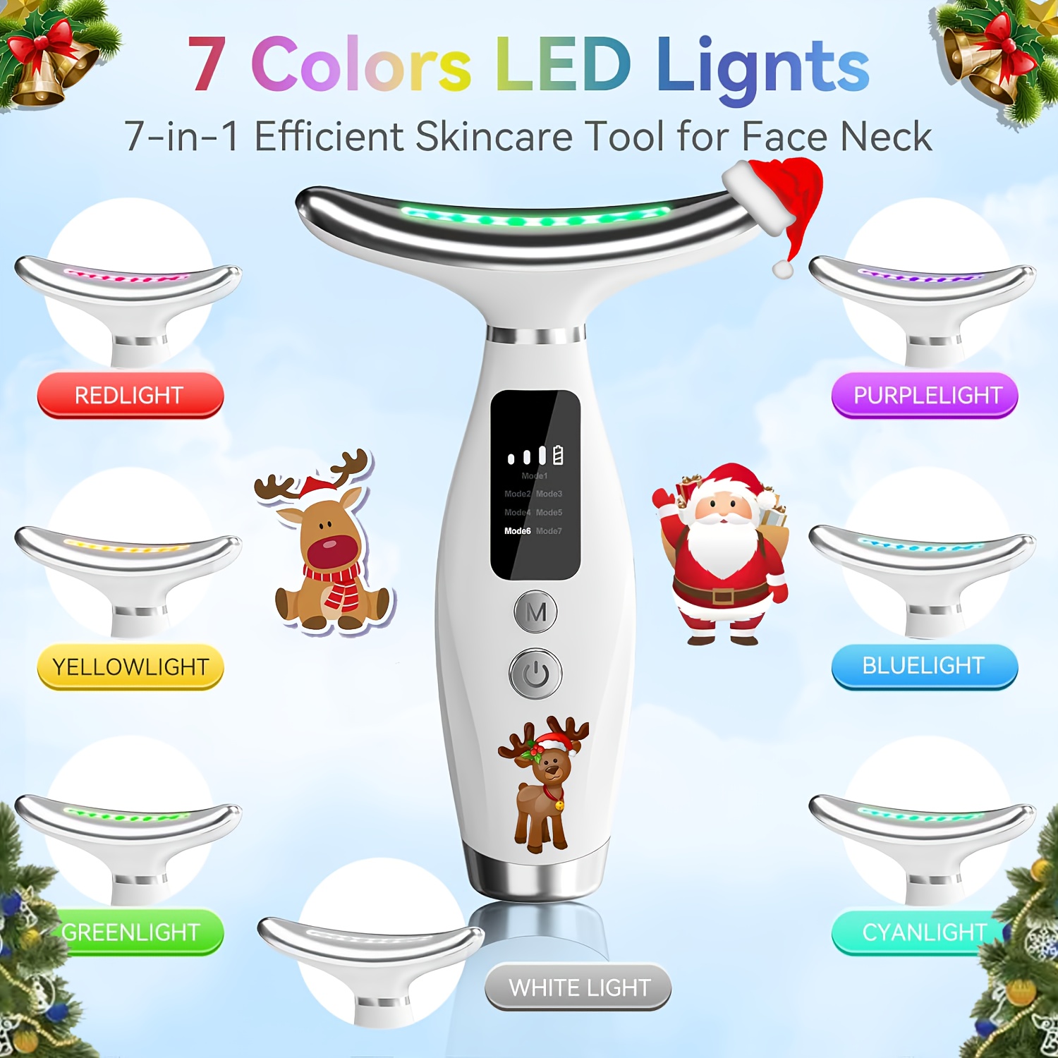 

Rechargeable Face And Neck Massager, 7 Facial Massage Care Tool, Perfect Gift For Women And Girls