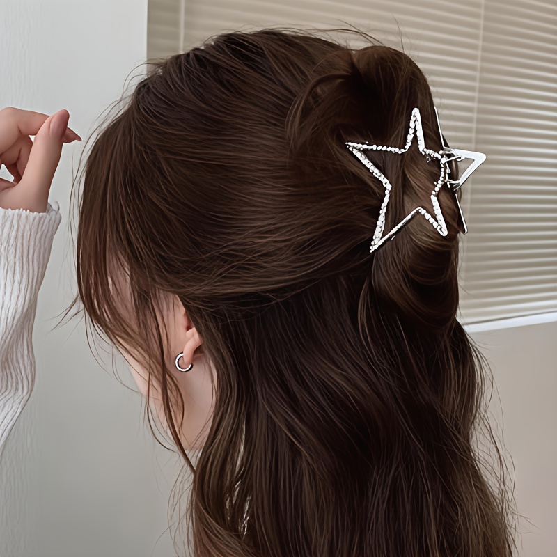 Image of 1pc Alloy Star-shaped, Sweet Minimalist Style, Hair Accessory For Women And, Y2k Fashion Statement, Versatile Medium Ponytail Accessory For Women - 1pc