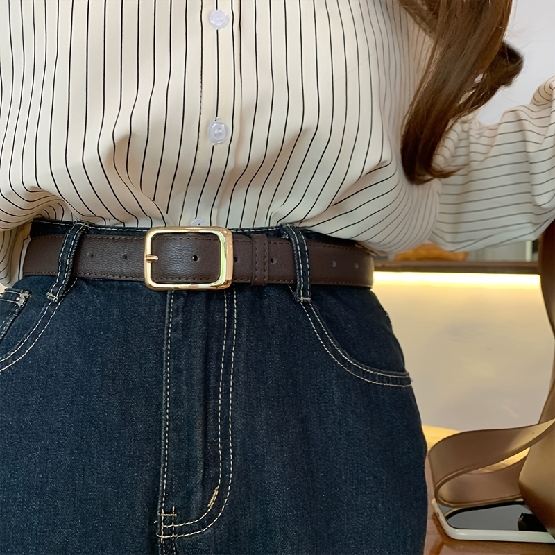 

Ceinture À Boucle À Dorée, Unie, Style Décontracté Et Professionnel, Pour Pantalons En Jean Pour Femmes