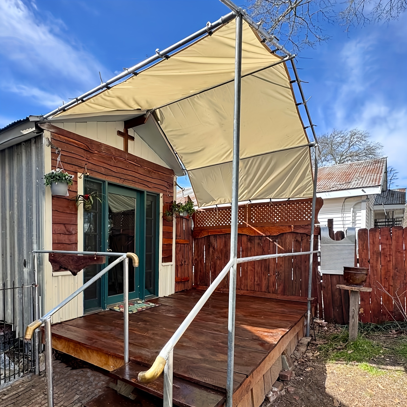 1pc Rectangular Sunshade Sail, Outdoor Pavilion UV Blocking Canopy, Yard Shade Tent for Patio Lawn, Beige