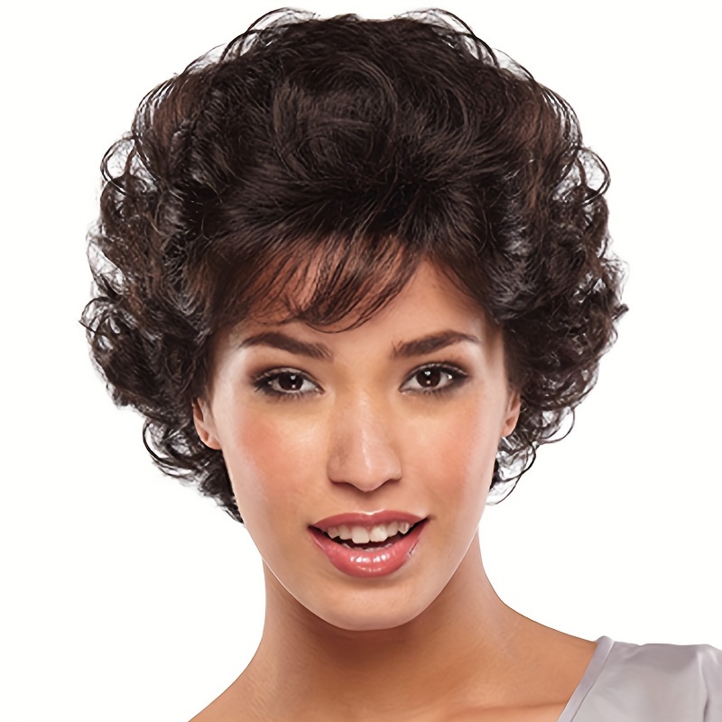 

1pc Short Summer New Wig Fashionable Women's, Short Curly Hair Fiber Head Cover, Suitable For Women's And Parties In Summer