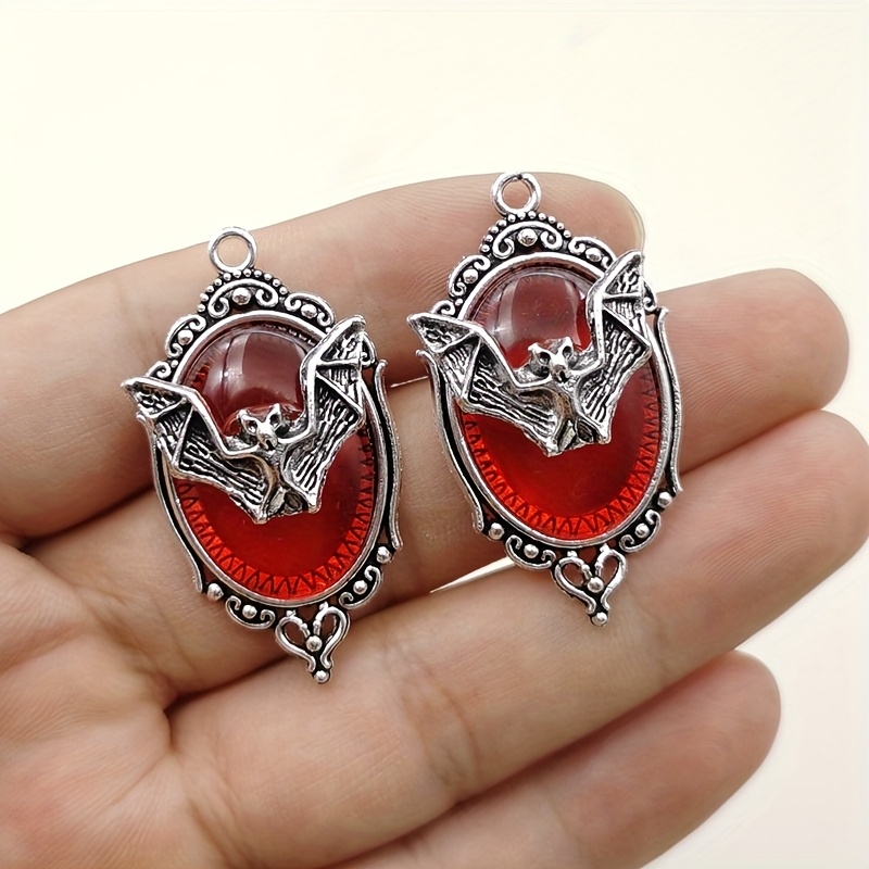 TEMU 2pcs Gothic Vampire Bat Alloy Keychain Charms - Enamel, With Skull & Floral , Halloween , Halloween Keychains | Gothic Keychains | , Vampire