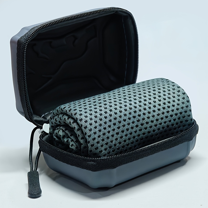 TEMU 1pc Serviette de sport EVA en boîte avec effet , serviette de glace rafraîchissante pour camping air et course à pied, serviette de fitness