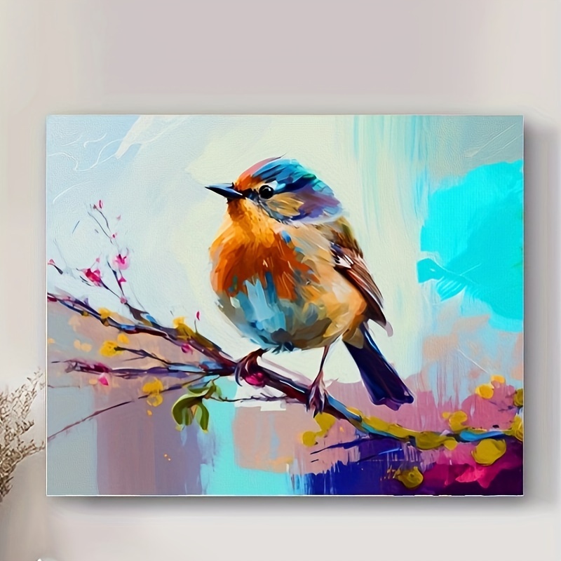 

Diy Paint-by-number Kit For Adults - 40x50cm Canvas Painting With Colorful Bird Design, Acrylic Paint Artwork For Home Decor