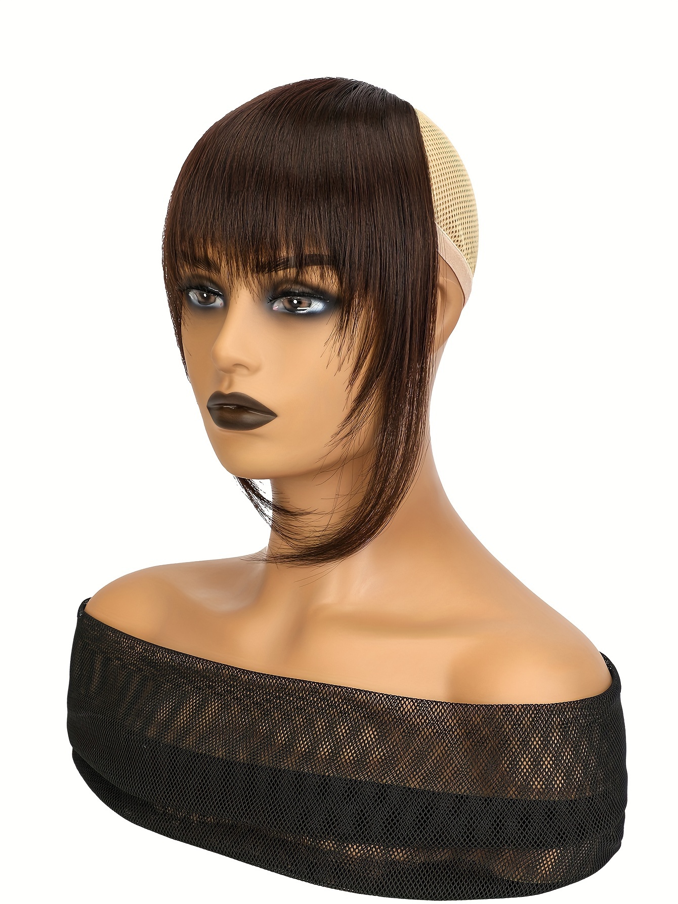 synthetic wig with 12 inch bangs on   suitable for daily   ladies details 16