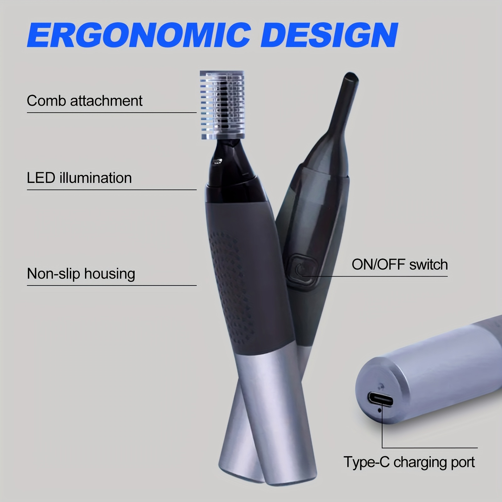 Electric Eyebrow Razor for Men | Rechargeable Facial Hair Shaver with Sharp Blade for Eyebrows, Sideburns, Nose and Ear Hair, USB Charging, ≤36V, Battery - Conduroma