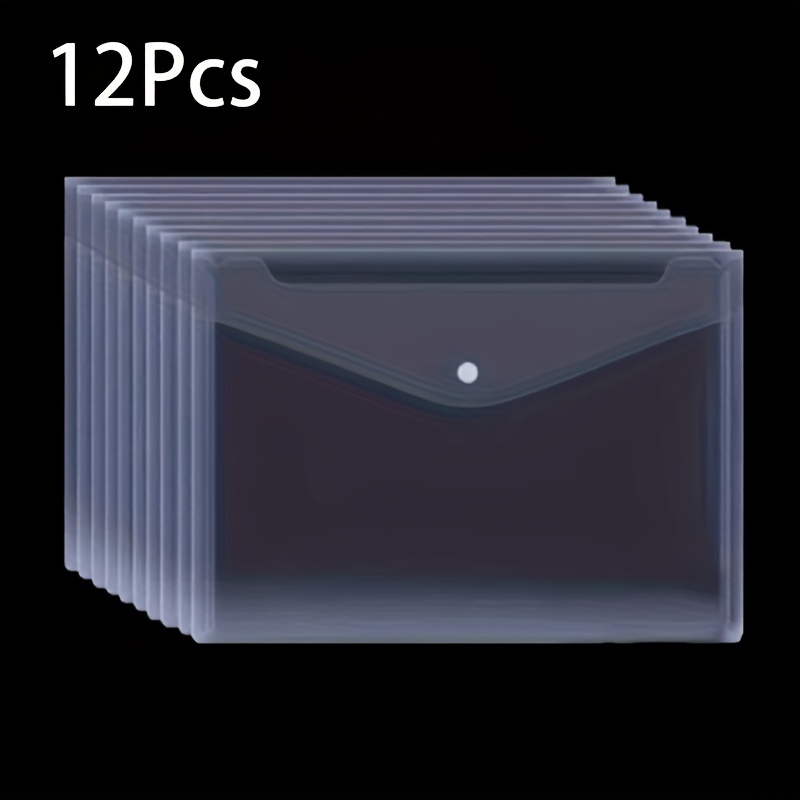 E-shop 12 Stk./Packung, Transparente A5-Größe Dokumentenmappe mit Druckknopfverschluss, A5 Organizer Tasche PP Kunststoff Dokumentenmappe Schul- und