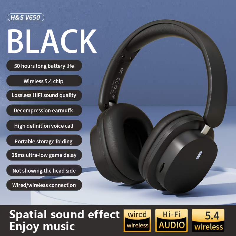 TEMU Kabellose Kopfhörer Faltbar Beliebte Kabellose Kopfhörer, Kopfhörer mit Kopfband, Faltbare Kopfhörer