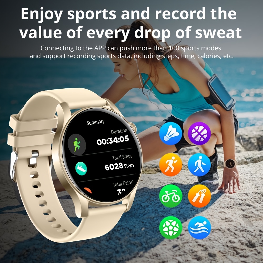 amoled smartwatch for men and women make answer calls message notifications step exercise music usb rechargeable wireless 5 3 silicone band options smart watch for phones Product details 4