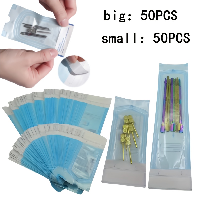 Image of 100pcs Disposable Nail Art Bags For Nail Polish Remover And Buffing Tools, Self-adhesive And Self-sealing Storage Pouches
