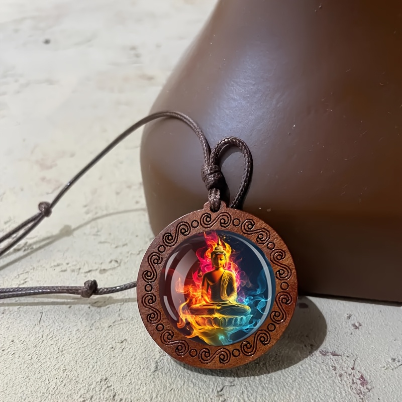 Twin Flame Shadow Wooden Pendant Necklace, Unisex