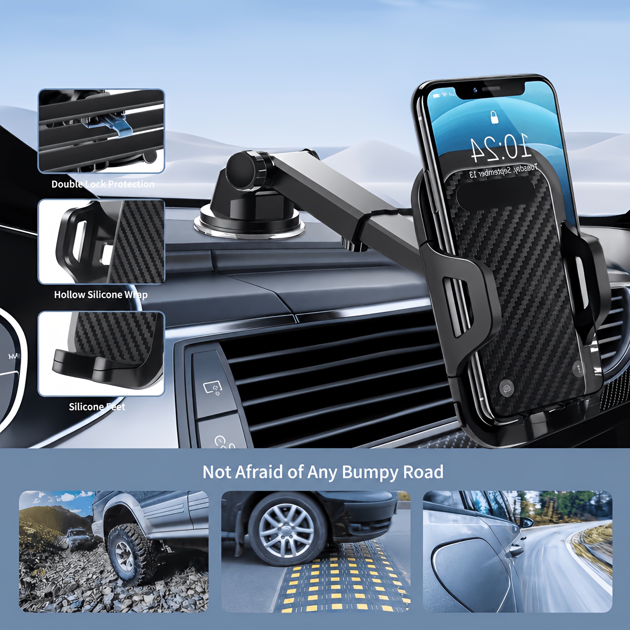 Image of 3-in-1 Car Phone Holders, Car Phone Holder Mount [strongest Suction] 360° Adjustable Cell Phone Holders For Car Phone Stand Car Mount For Iphone, , Google, And More Smartphones