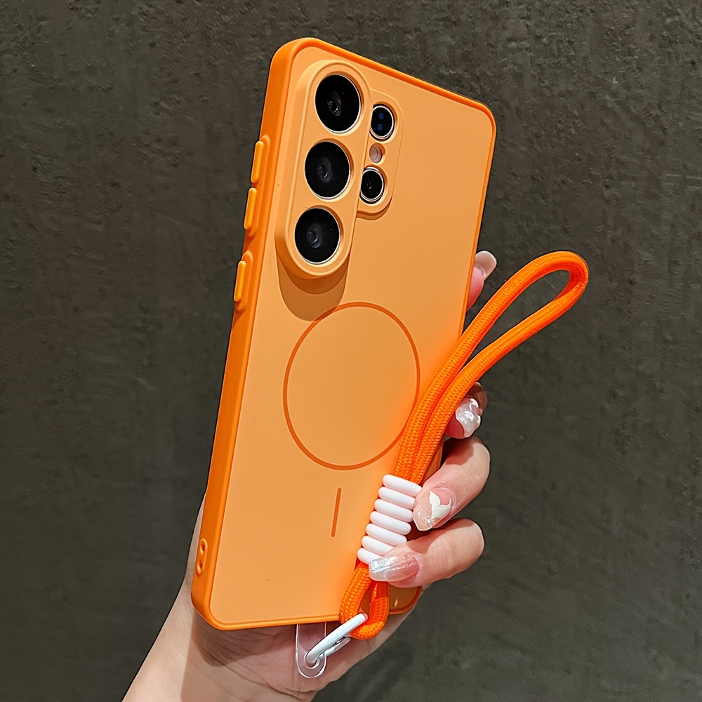 TEMU Чохол для телефону - Однотонний чохол-браслет для Samsung Galaxy S26 Plus S26 S25 S24 S23 Ultra, підходить для бездротової зарядки, магнітний