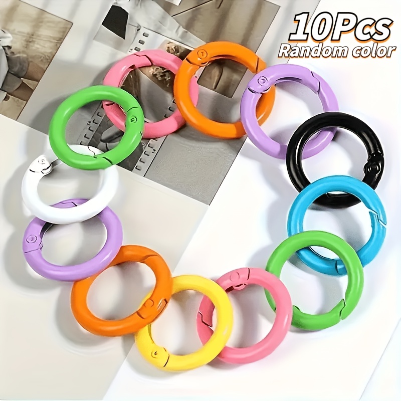 10pcs/20pcs Candy Spring O-ring Outdoor Keychain (random Color), Openable, Round Durable Alloy Wrench Zipper, Suitable For Wallets, Keychains, Bag Clips, Pet Rope Clips, Etc., Portable Hook Additions