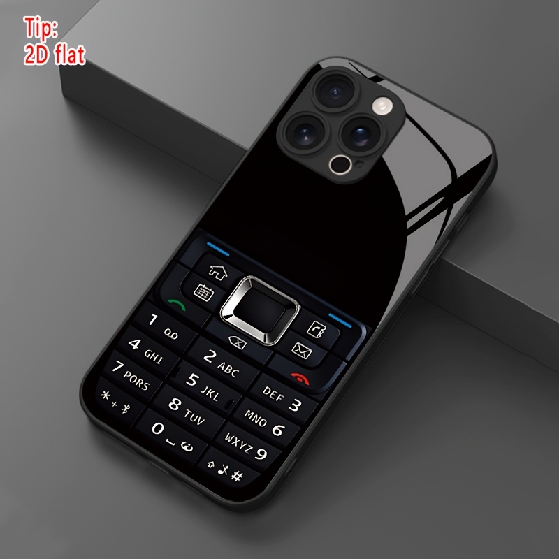 TEMU Phone Case: 1 2d Flat Printed Button Phone Pattern Hd Glass Phone Case For Iphone