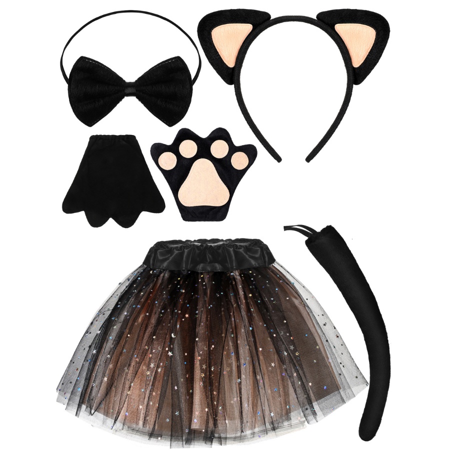 Bandeau d'oreille de Chat en Fausse Fourrure et Costume d'animal de Queue de Renard Moelleux Furry Fox Queue de Loup Déguisement Halloween Carnaval