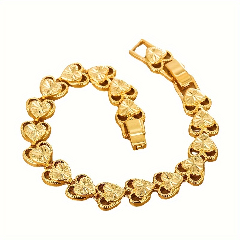 

1pc Love Shaped Bracelet With Plated, 7.68 Inches 18 Grams, Trendy And Fashionable Senior Sense, The Best Choice For Valentine's Day