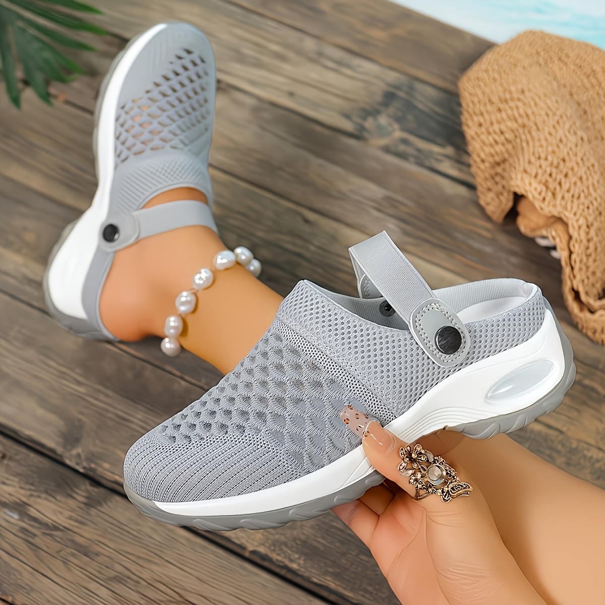 TEMU Chaussures d'été respirantes à pour femme, chaussons polyvalents et confortables en , sandales violettes pour femme, style décontracté d'été,