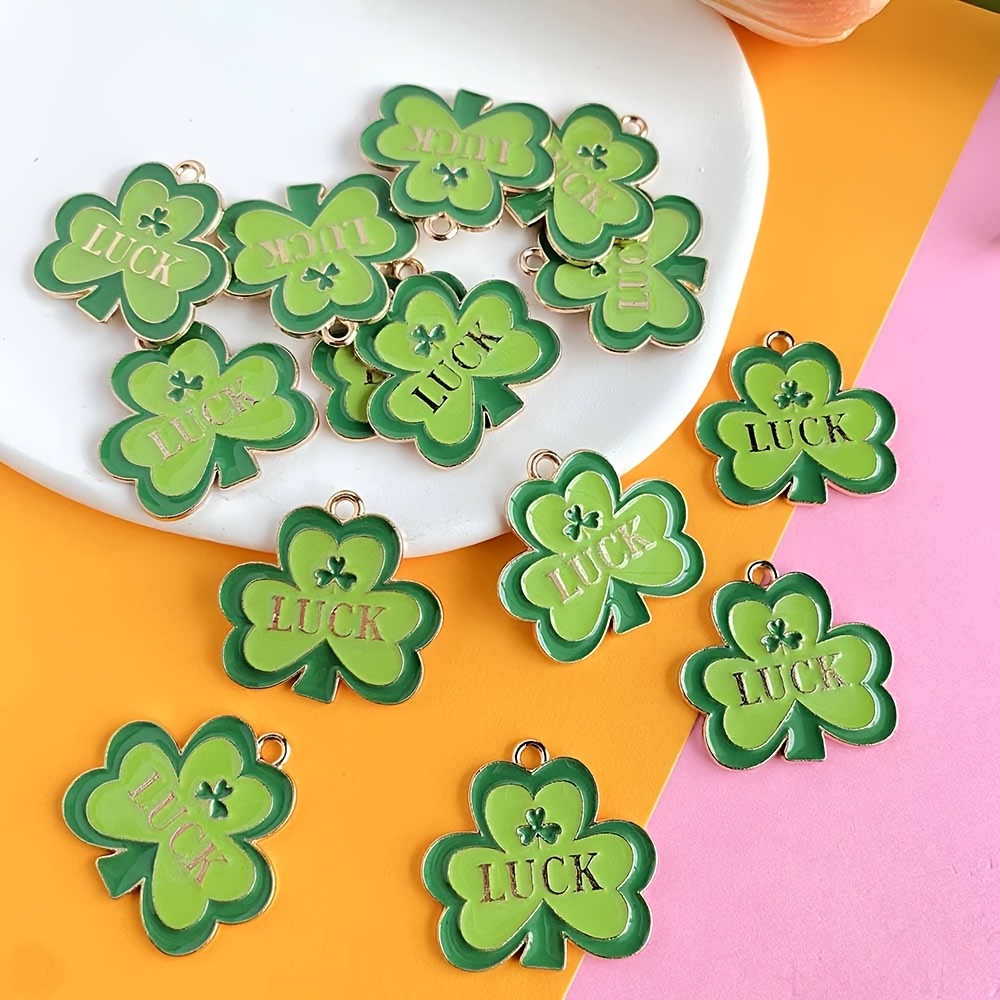 

's Day Clover Charms - 8pcs Alloy Enamel Pendants For Diy Earrings, Necklaces, Bracelets & More - Jewelry Making Accessories