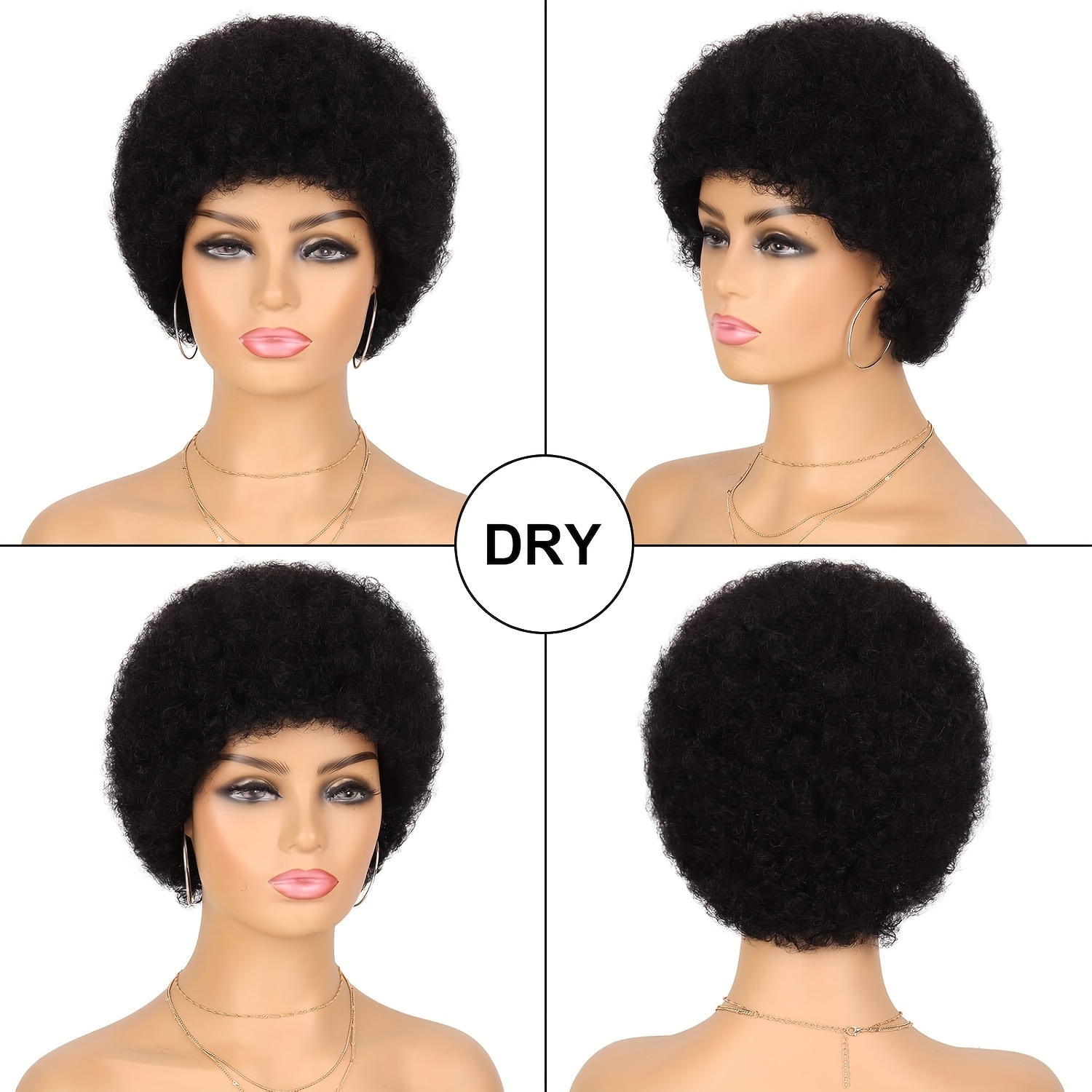 E-shop Klebstofffreie Perücke zum sofortigen Tragen, kurze Afro-Locken, synthetische Haarperücken für Damen, krause Afro-Perücken,