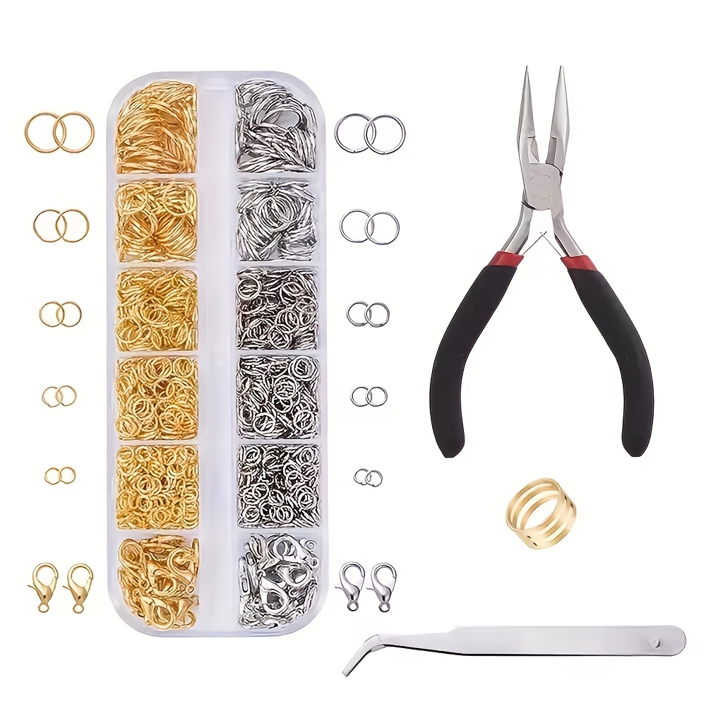 TEMU 1 Set Of Jewelry Accessories Kit, Open Jump Rings And Lobster Clasps, Suitable For Diy Bracelet And Necklace Chain Accessory Making