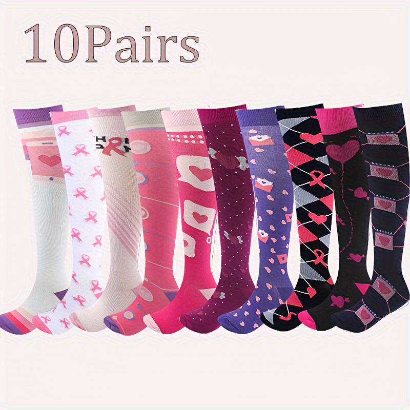 

10 Pairs Socks Stockings Women Men Best Rated Support Travel Long Flights Medias De Compresión Para Mujer Xxl Valentine Gift For Her Friend Mother Dad Work Sport Running Hiking Cycling