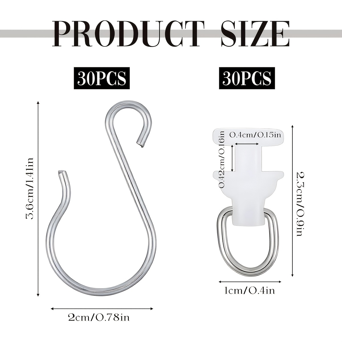 TEMU 60pcs Curtain Track Gliders Hooks 30pcs Plastic White Ceiling Sliding And 30 Metal Hooks Curtain Tracks Carriers For Straight Curved Track Hook