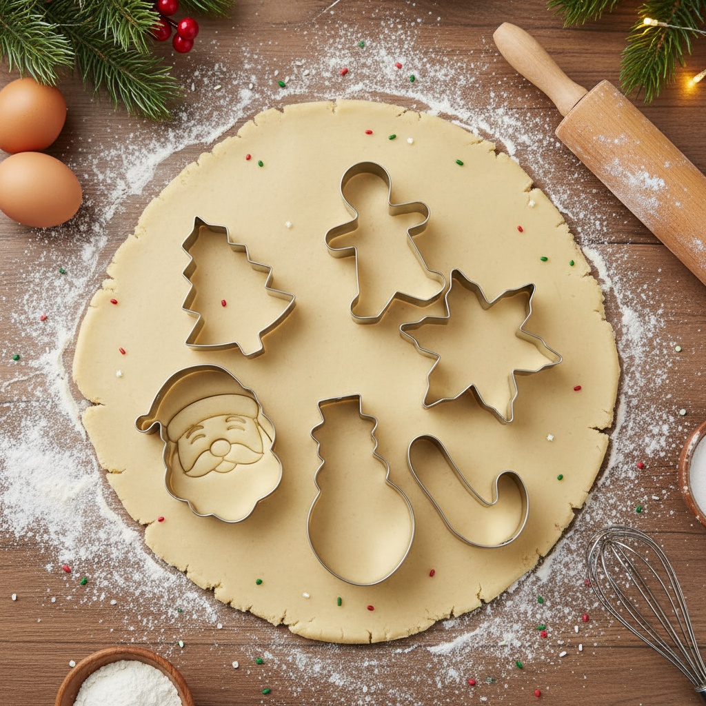 6pcs/set, Christmas-themed Stainless Steel Biscuit Mold Combination Fruit Cutting Tool Christmas Series Baking Biscuit Mold Kitchen Supplies.